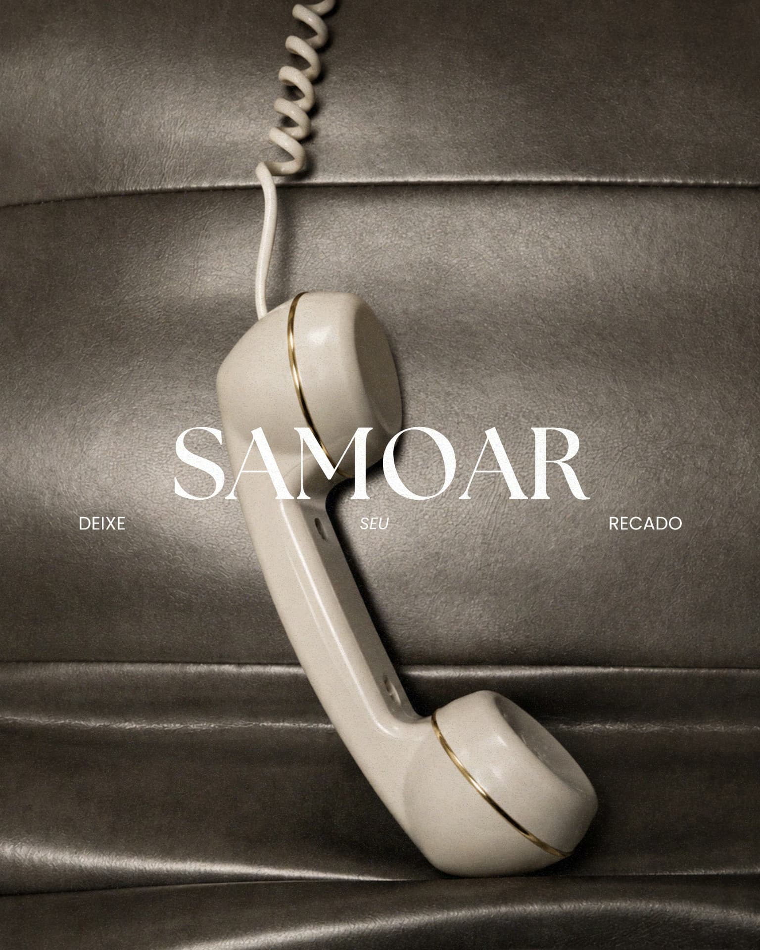 Campanha SAMOAR com telefone retrô e convite para deixar um recado