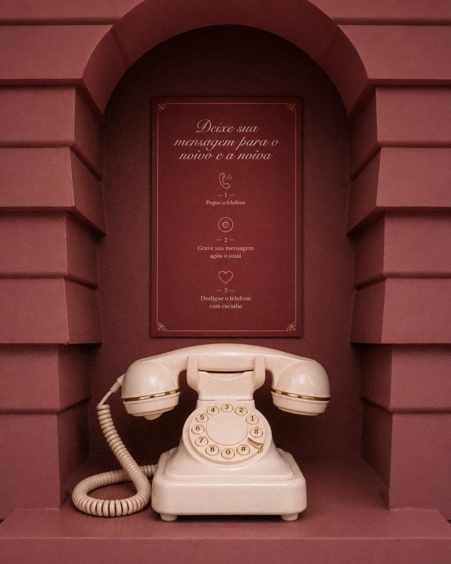 Telefone retrô da SAMOAR em cenário de casamento